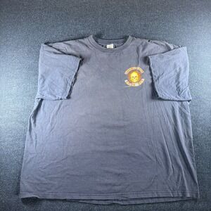 Vintage Laughlin 2002 River Run T-Shirt 3XL Biker Graphic Skull Navy Blue Y2K